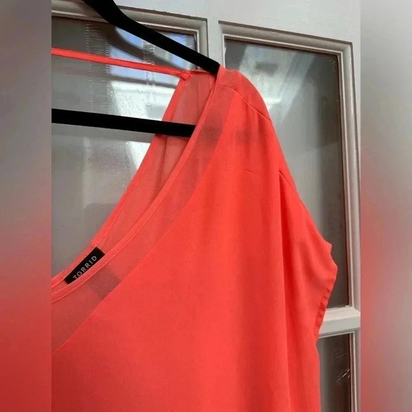 Torrid | Georgette Chiffon Semi Sheer Blouse Neon Orange Plus Size 3X - Picture 4 of 10